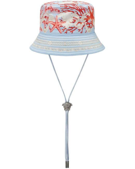 Versace Blue Barocco Sea Bucket Hat for men