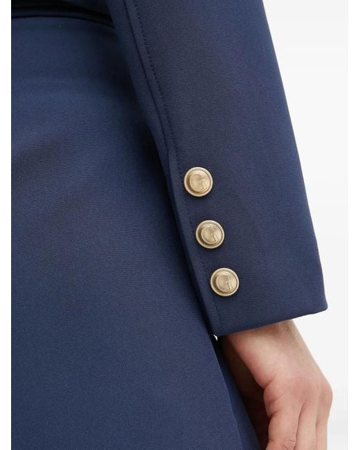 Guess Blue Double-Breasted Cropped Blazer