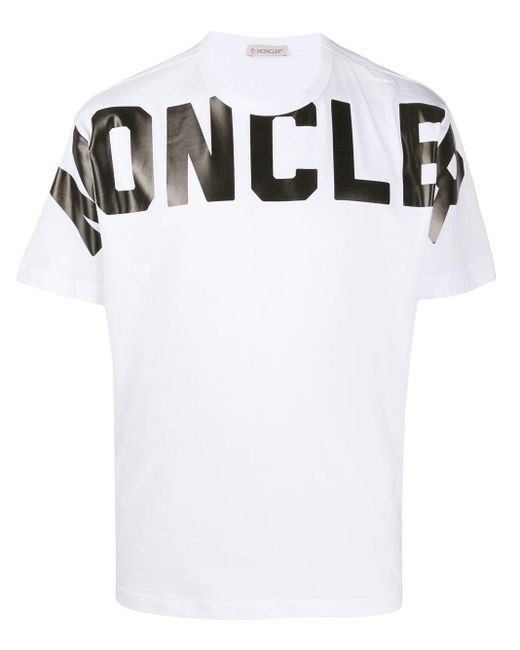 Moncler White Printed Logo T-shirt for men