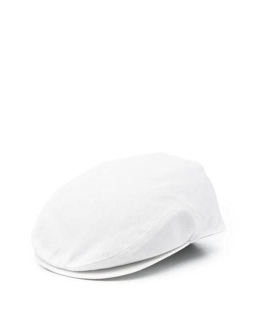 Eleventy White Cotton Beret for men