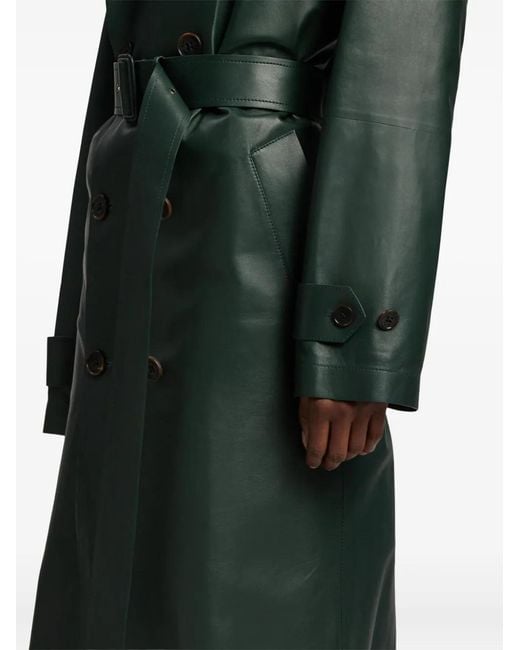 Ralph Lauren Green Leather Trench Coat