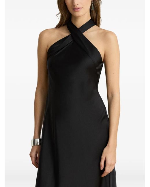 Ralph Lauren Black Robe Sans Manches À Coupe Mi-Longue