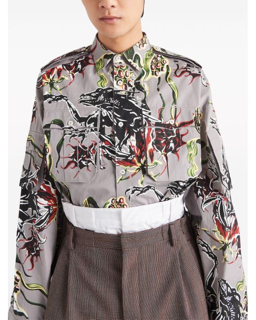 Prada Overhemd Met Print in het Gray voor heren