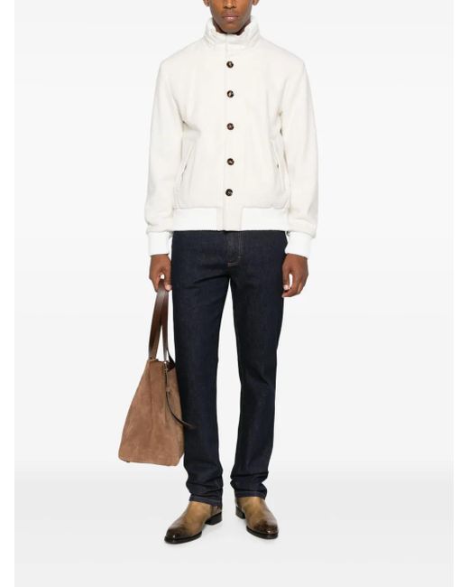 KIRED White Button-Fastening Bomber Jacket for men