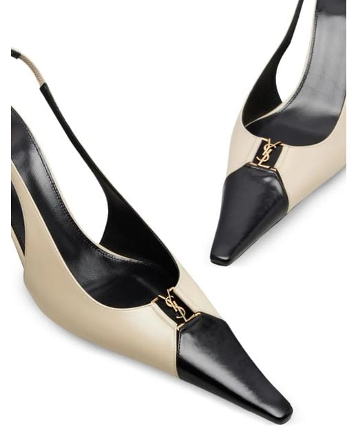 Saint Laurent White Babylone Leather Slingback Pumps