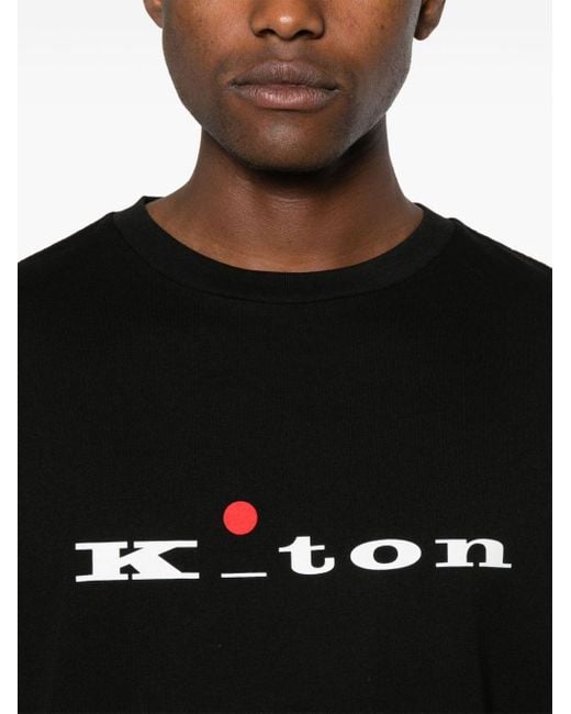 Kiton T-Shirt mit Logo-Print in Black für Herren
