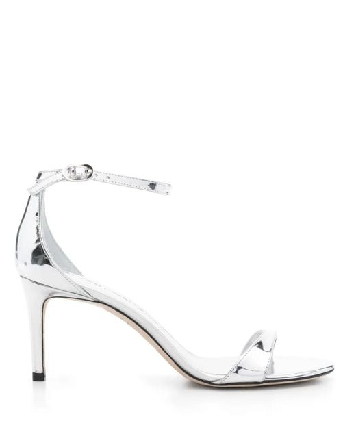 Stuart Weitzman White 75Mm Nudist Ii Sandals