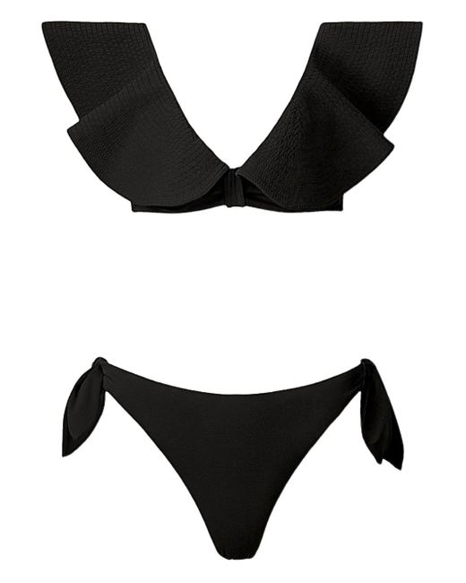 SOFIA ERHAN Black Marina Ruffle-Detail Bikini