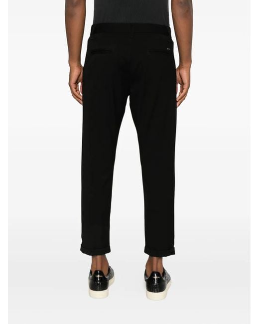 Imperial Black Cuffed Cotton Trousers for men