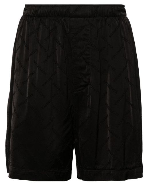 Shorts con logo jacquard di Balenciaga in Black da Uomo