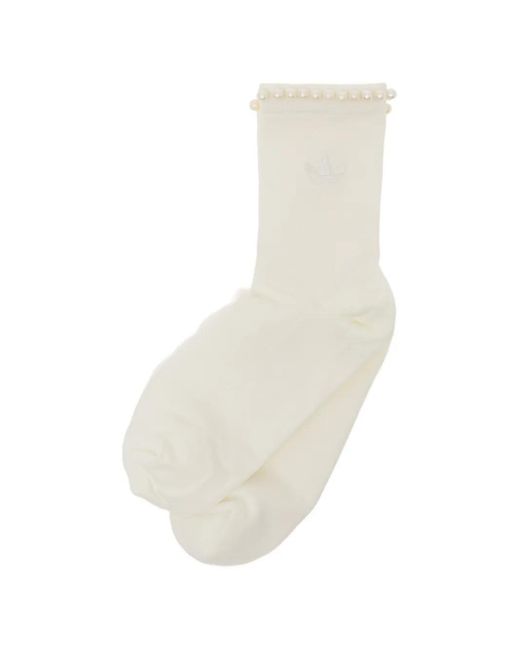 Adidas White Logo-Embroidered Socks