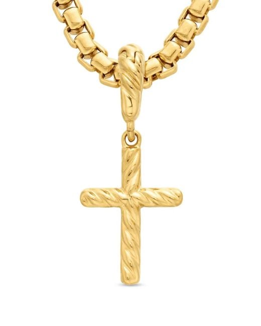 David Yurman Metallic 18Kt Cable Collectibles Cross Diamond Amulet (17Mm)
