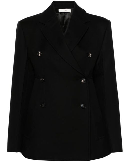 Co. Black Notched-Lapels Double-Breasted Blazer
