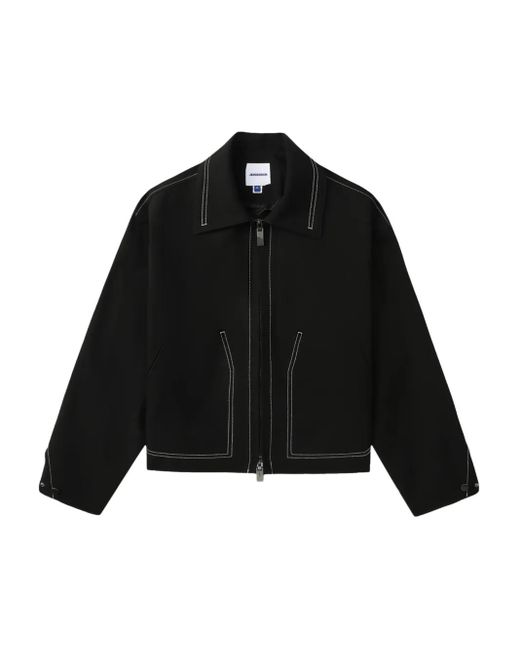 Adererror Black Contrast-Stitch Zip-Up Jacket