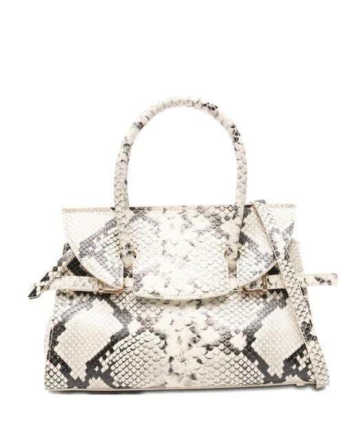 Jonathan Simkhai White Small River Snakeskin-Print Tote Bag