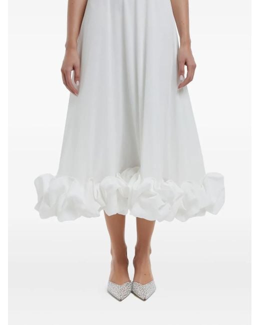 POST MERIDIEM Flared Midi-Jurk in het White