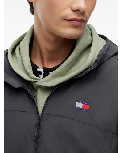 Tommy Hilfiger Gray Logo-Patch Hooded Jacket for men