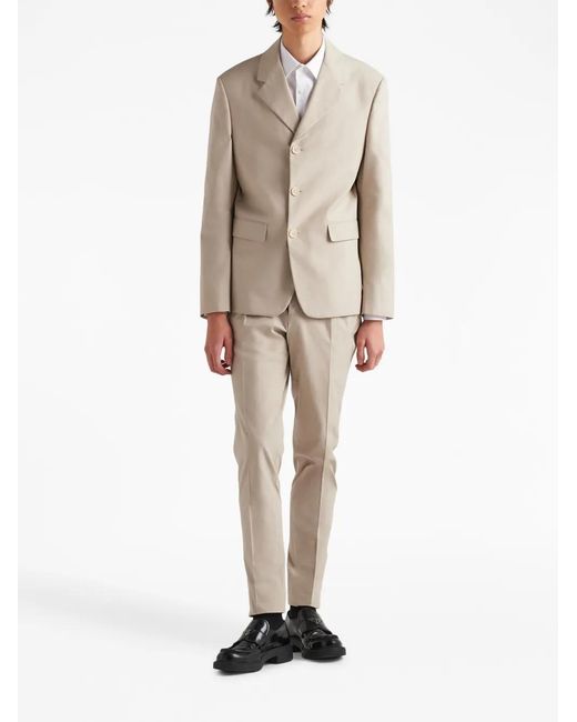 Prada Natural Triangle Logo Single-Breasted Blazer for men