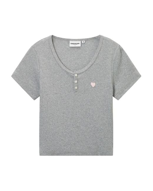 Chocoolate Gray Fine-Ribbed T-Shirt