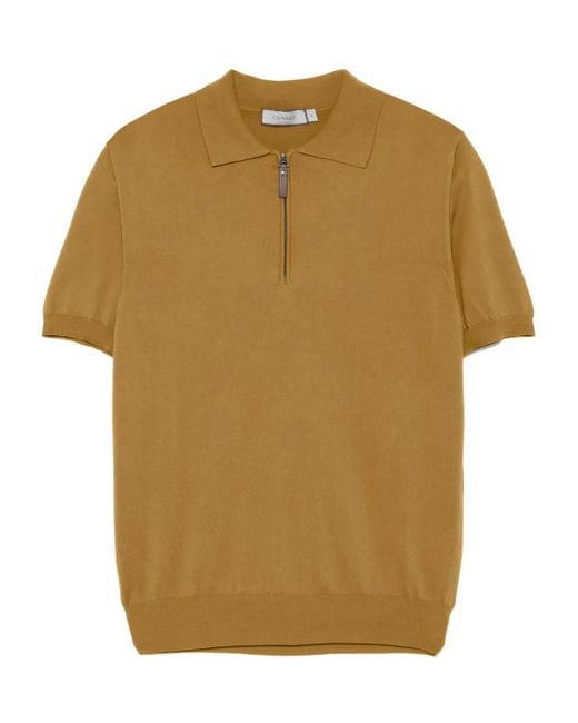 メンズ Canali ジップアップ ポロシャツ Brown