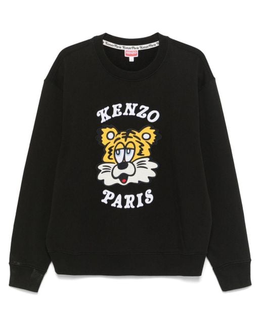 KENZO Embroidered logo Sweatshirt in Black Lyst UK