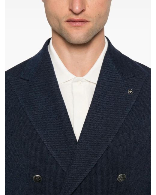 Tagliatore Blue Double-Breasted Blazer for men
