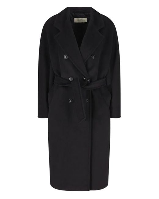 Max Mara Black Belted Double-Breasted Coat
