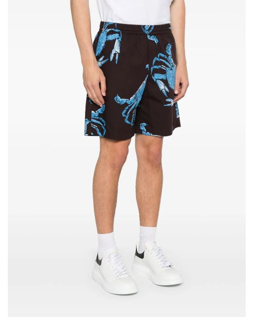 MSGM Blue Graphic-Print Shorts for men