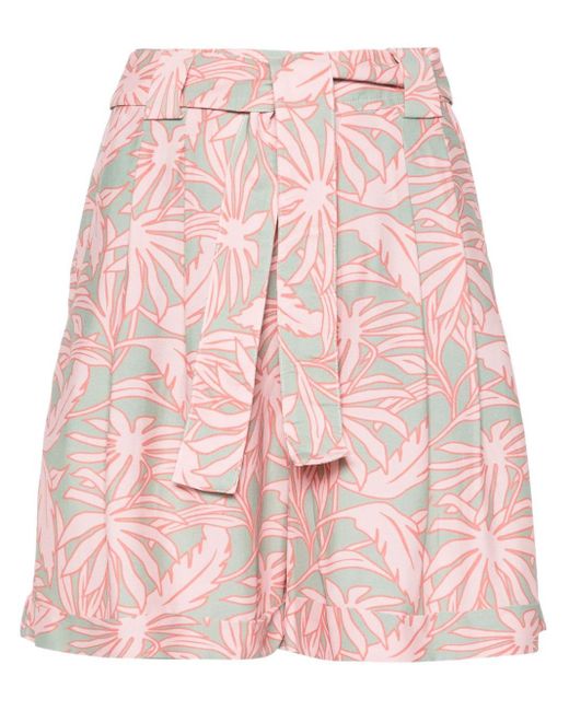 Woolrich Pink Shorts mit Blatt-Print