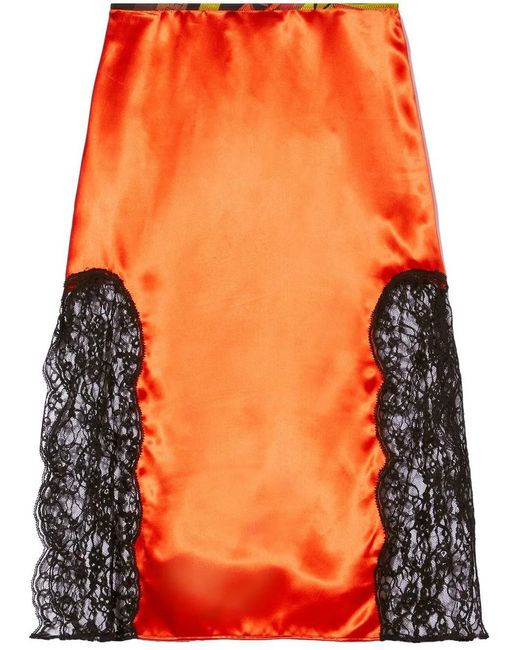 Emilio Pucci Orange Lace-Embroidered Midi Skirt