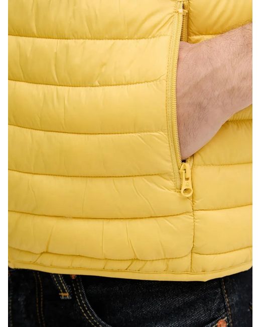 Benetton Yellow Quilted High-Neck Gilet for men