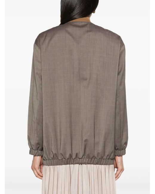 Boss Brown Checked Wool Bomber Jacket