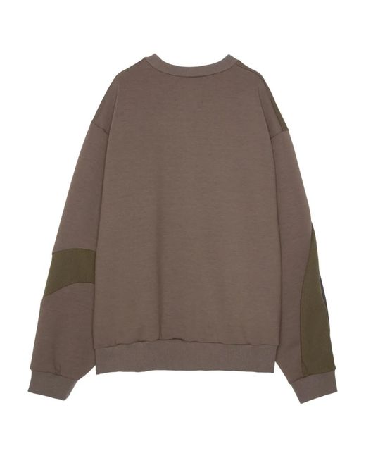 Yoshio Kubo Brown Panelled Crew-Neck Sweatshirt