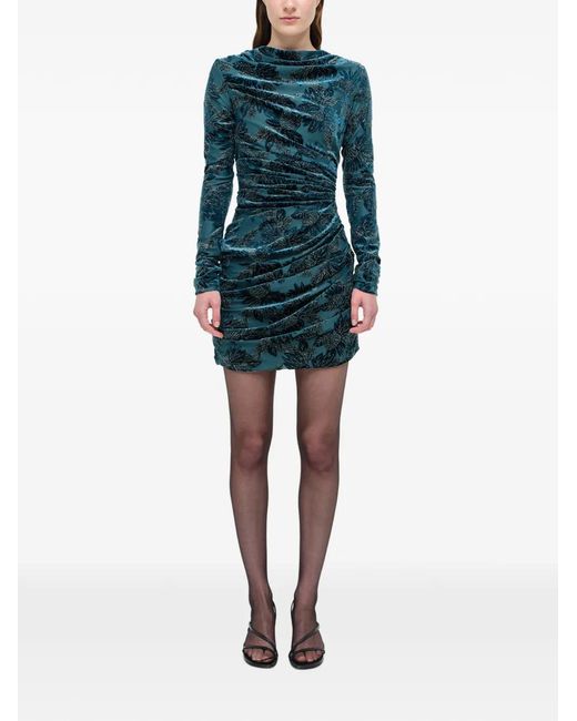 Jonathan Simkhai Green Vallyn Floral-Pattern Textured Mini Dress