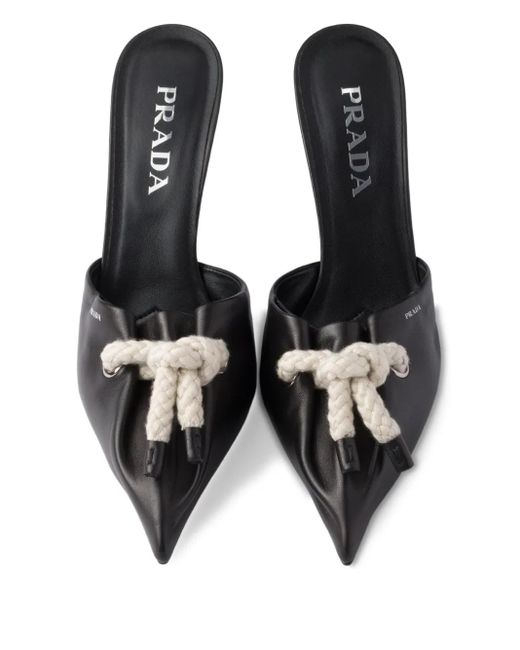 Prada Black Braided-Detail Mules