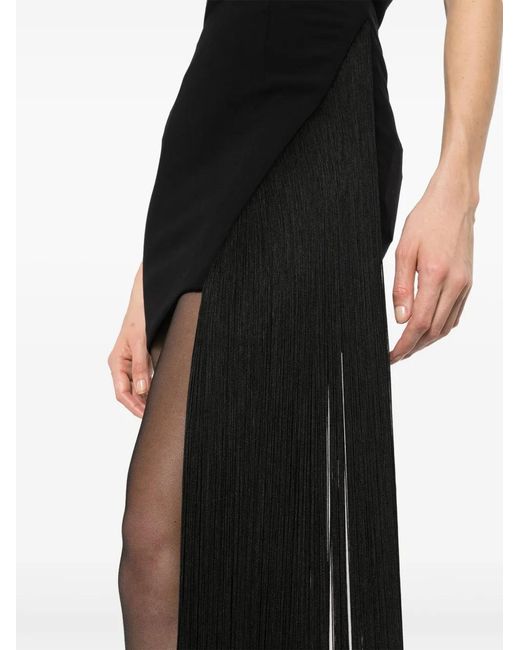 Nissa Black Drape-Detail Miniskirt
