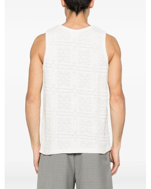 Les Deux White Pointelle Tank Top for men