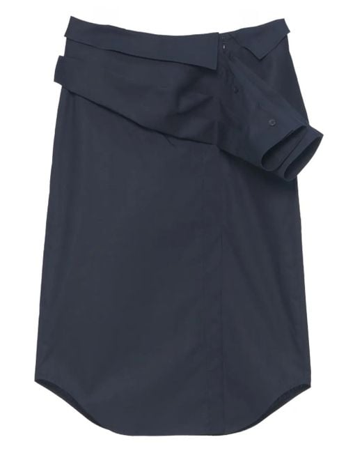 Pushbutton Blue Draped Skirt