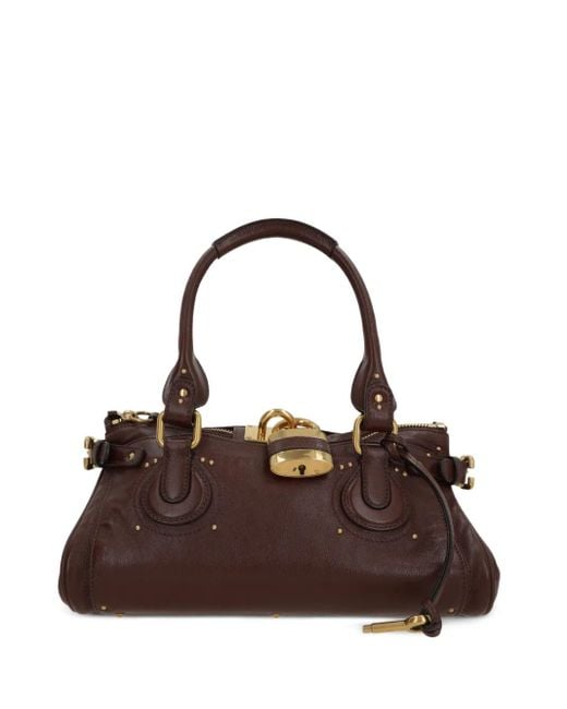 Chloé Brown Paddington Tote Bag mit Nieten