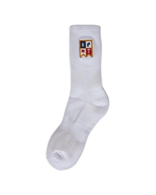 Rhude White Harbor-Crest Socks for men