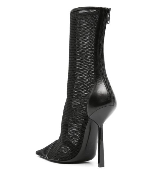 Saint Laurent Black 115Mm Oxalis Mesh Pointed Boots