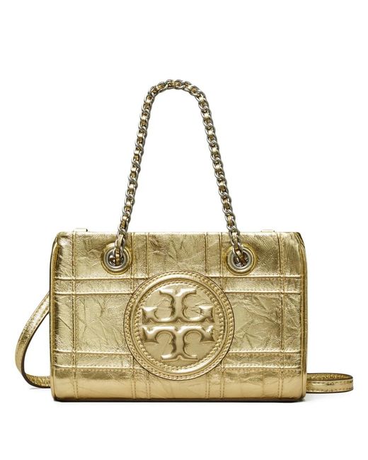Tory Burch Metallic Mini Fleming Soft Metalling Chain Quilted Tote Bag