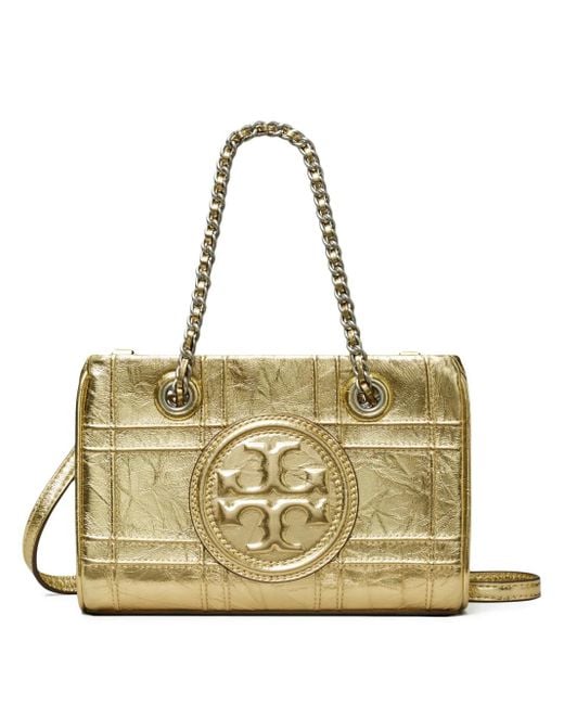 Tory Burch Metallic Mini Fleming Soft Metalling Chain Quilted Tote Bag