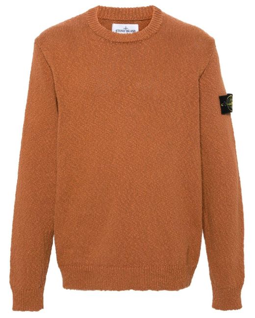 Stone Island Brown Compass-badge Textured Jumper for men