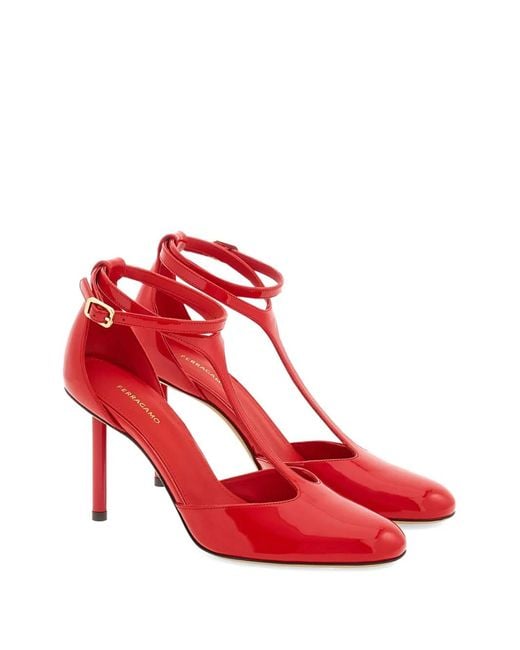 Ferragamo Red Pump T-Strap