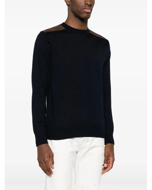 Paul & Shark Blue Crew-Neck Virgin Wool Jumper for men