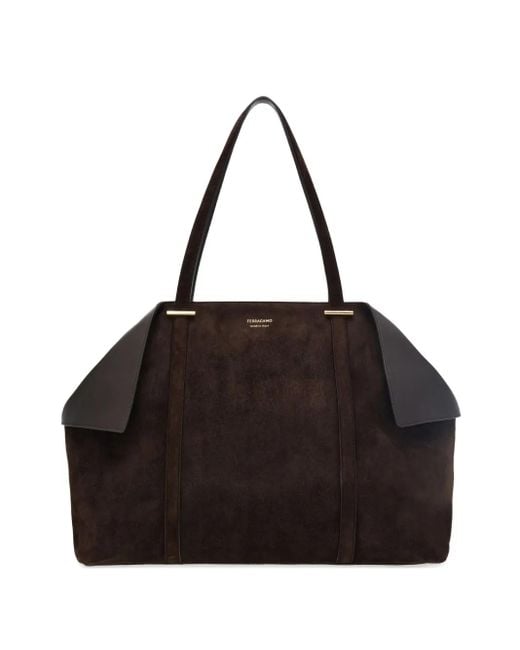 Grand Sac Cabas À Rabats Latéraux Ferragamo en coloris Black