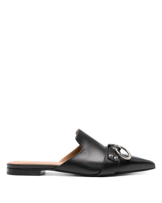 R13 Black Sid Harness Leather Mules