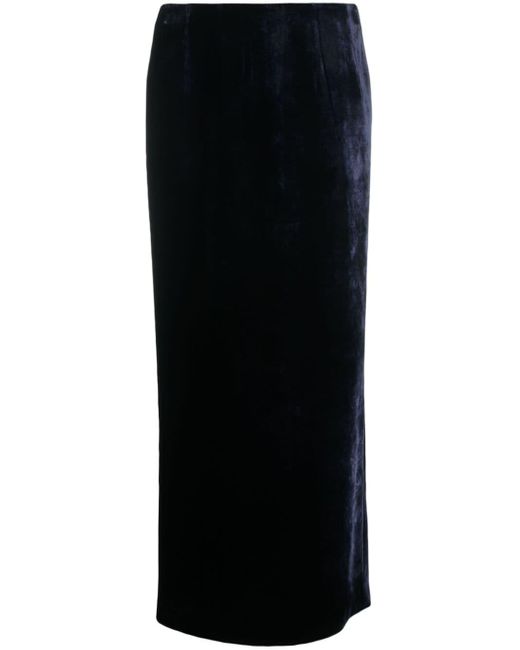 Fendi Black Zip-embellished Velvet Maxi Skirt