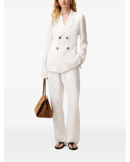 AMI White Linen Double Breasted Jacket
